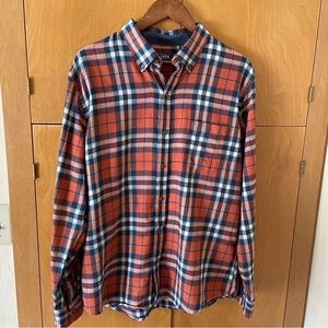Izod Slim Fit Heavyweight Flannel. Fall Colors. Burnt Orange, Blue, Yellow. XL